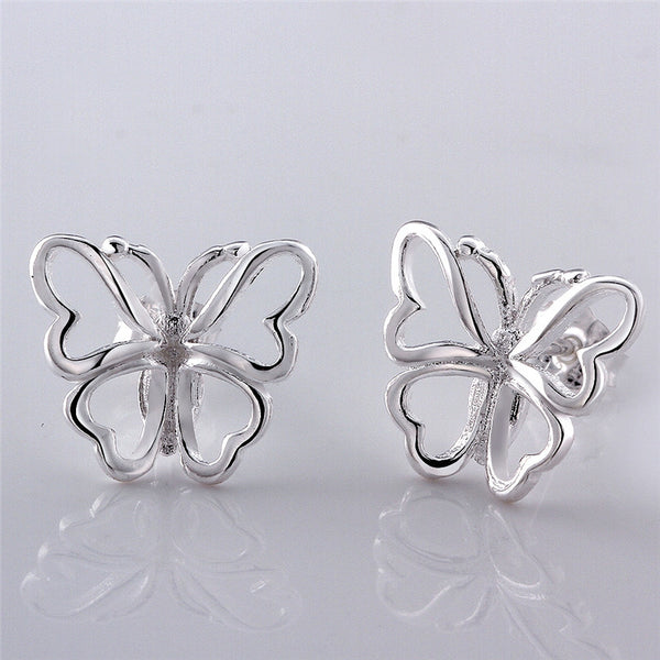 Butterfly Silver Plated Stud Earrings 