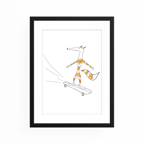fox on a skate print