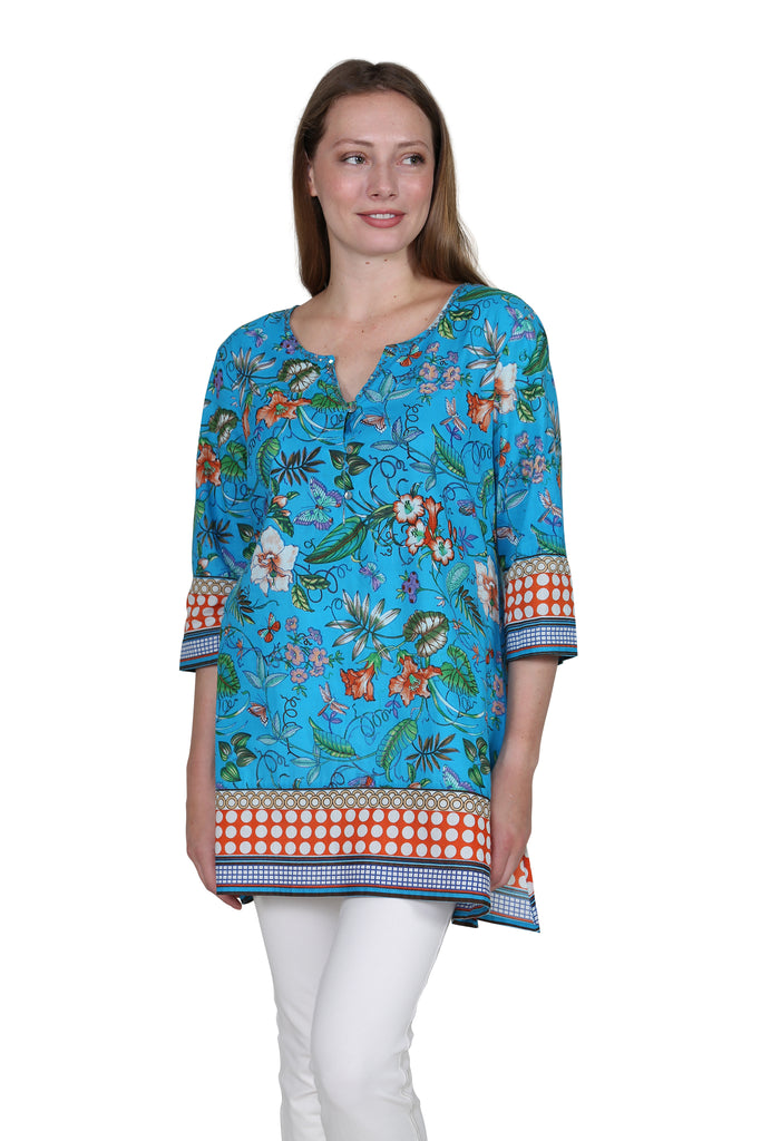 Floral Mixed Media Tunic - La Cera