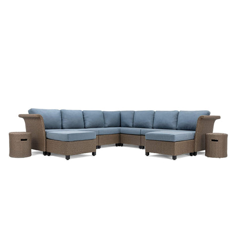 Nolin 7pc Sectional Plus 2 Side Tables and 2 Ottomans (1 Armed Corner Left, 4 Armless Centers,1 Cushioned Corner, 1 Armed Corner Right)