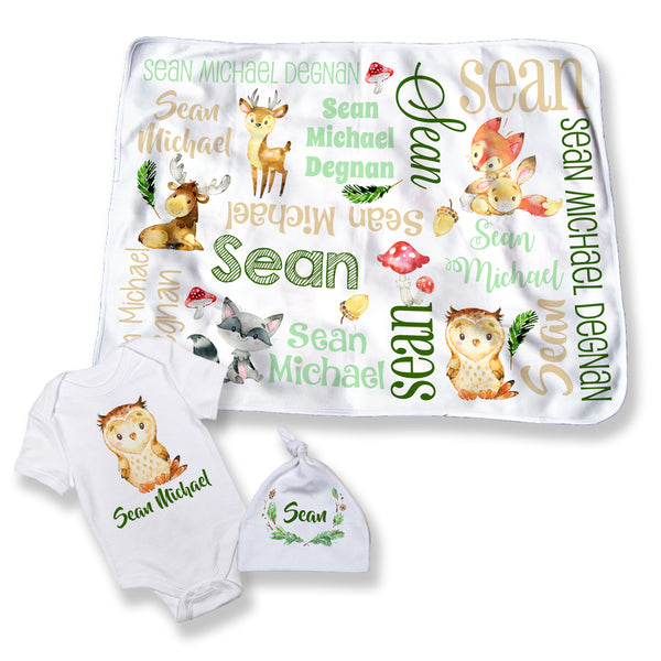 personalized woodland baby blankets