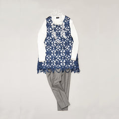 NUNO Over-Tunic: "Bobbin Flowers" (Blue, Size 1)