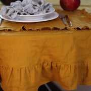 Round Tablecloth made from 100% Linen with Ruffles - toiflkerschbaum