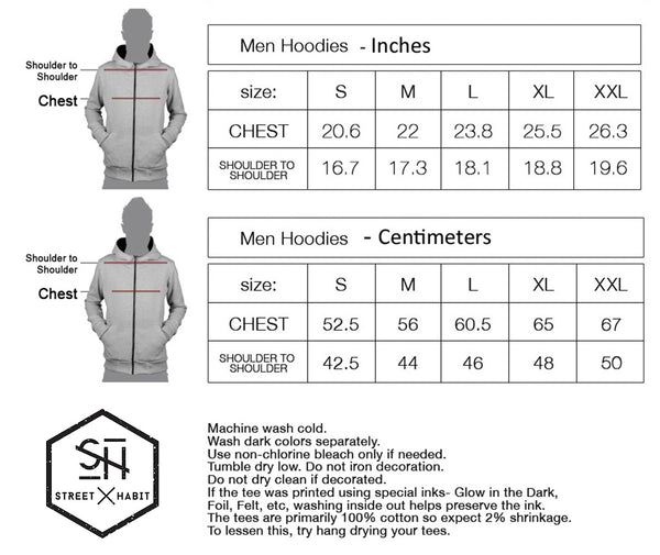 mens hoodies size chart