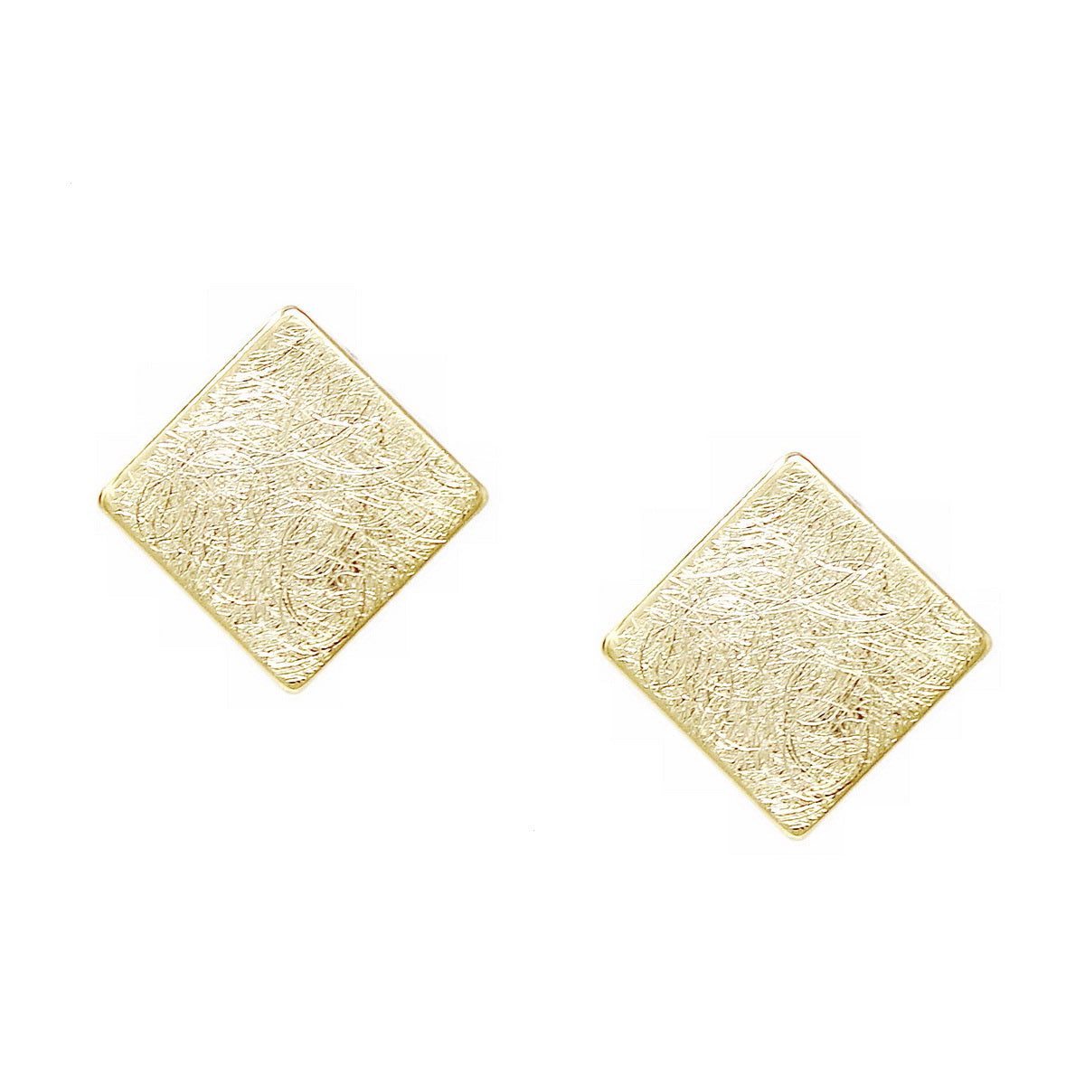Brushed Metal Rhombus Stud Earrings