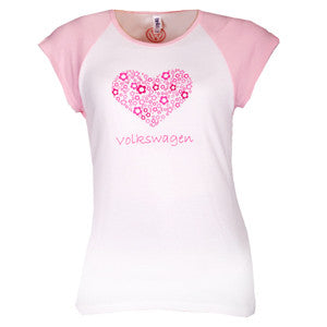 VW White/Pink Cap Sleeve Tee