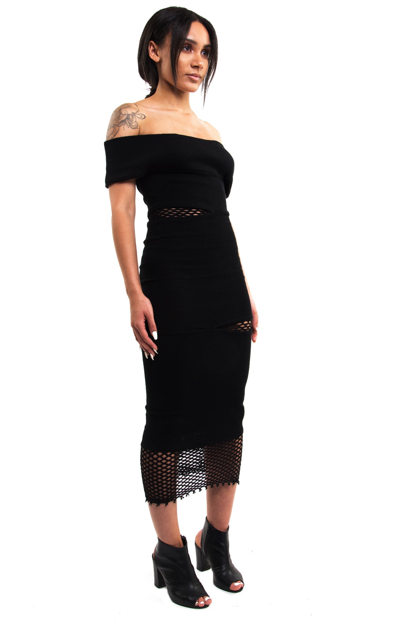 * LIMITED EDITION *  KHARI Bardot Midi Dress in Black