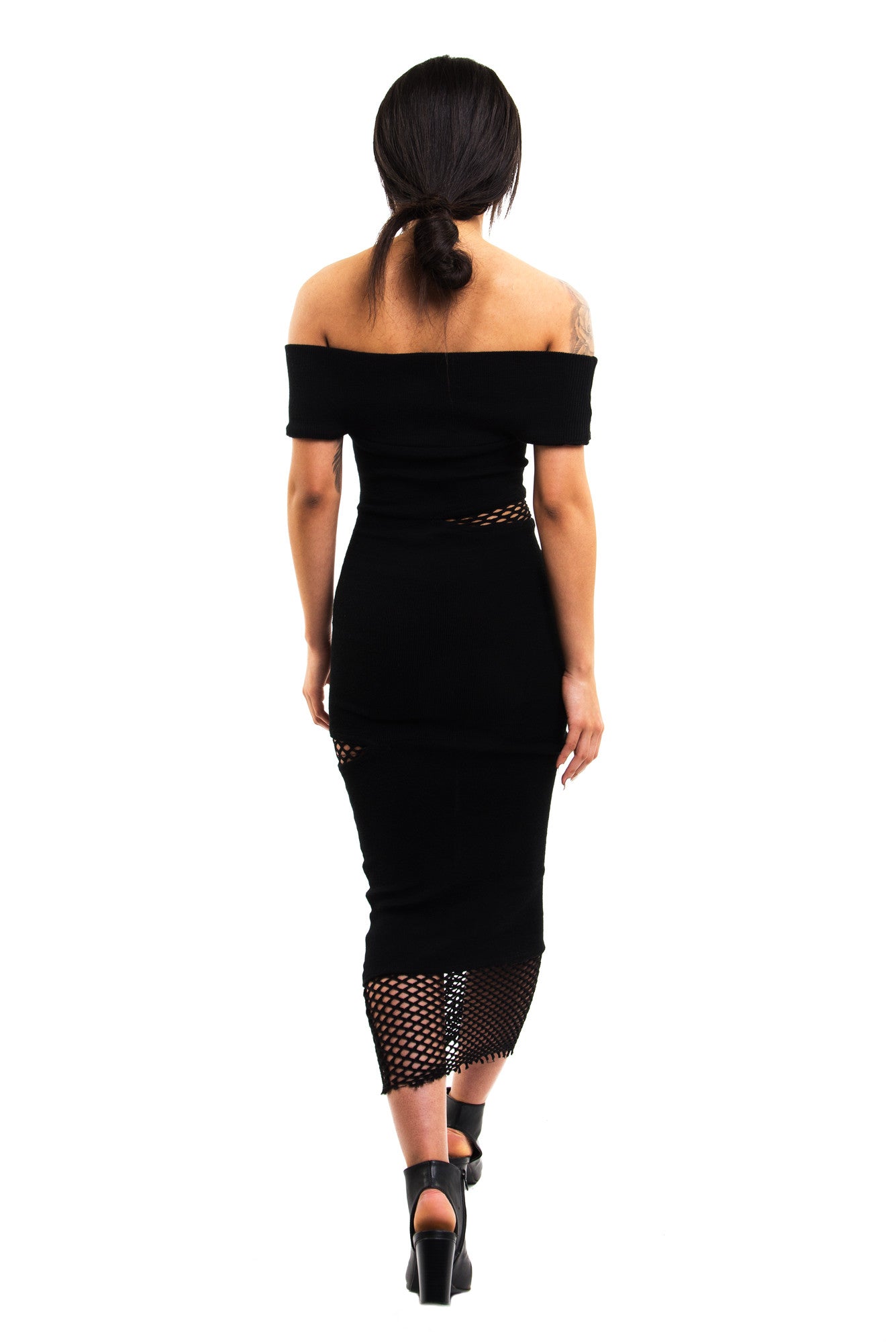 * LIMITED EDITION *  KHARI Bardot Midi Dress in Black