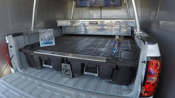 overland truck bed storage system for camping gear