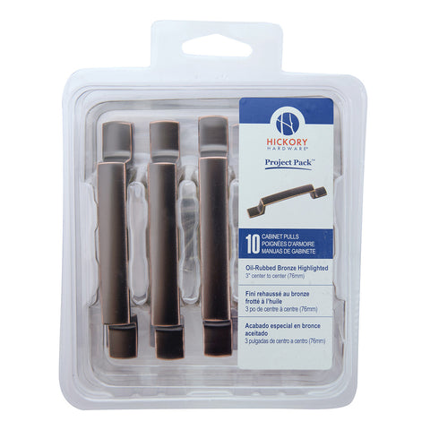 Project-Pack 3 In. Rotterdam Oil-Rubbed Bronze Cabinet Pull 10-Pk