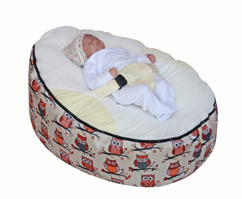 Owls Series - Owls Beige Baby bean bag