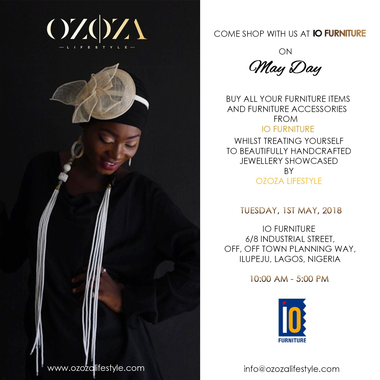 Past Event: Come Shop with us at IO Furniture on May Day