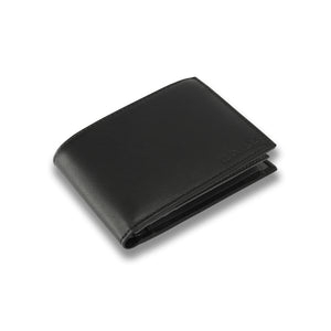 Personalised Engraved Black & Grey Bifold Leather Wallet