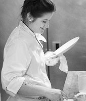 Our attentive and loyal kitchen staff - In the kitchens at Chez Lévêque