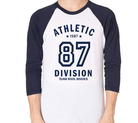 BASEBALL STYLE 3/4 SLEEVE RAGLAN   NAVY CREST 87