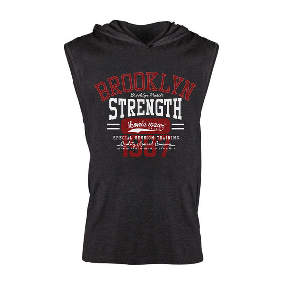 CLASSIC BODYBUILDING SLEEVELESS TRI-BLEND HOODIE - BLACK