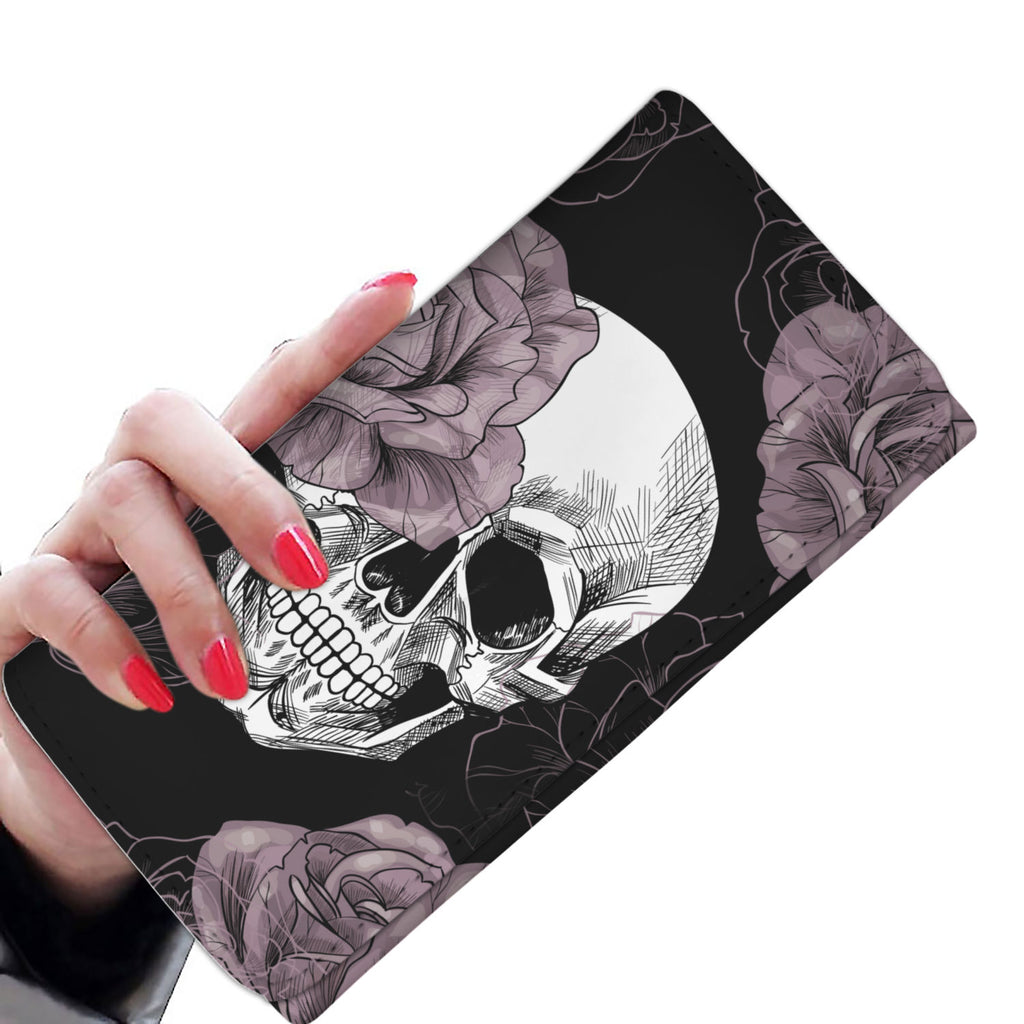Light Pink Flower Skull Women&#39;s Wallet | Zapps Clothing