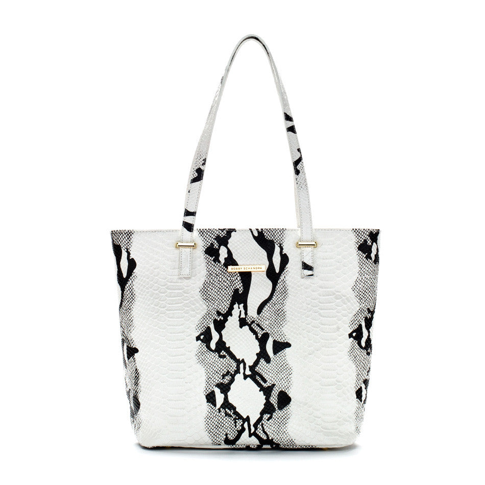 Designer Leather Tote Handbag: Black & White by Bobby Schandra