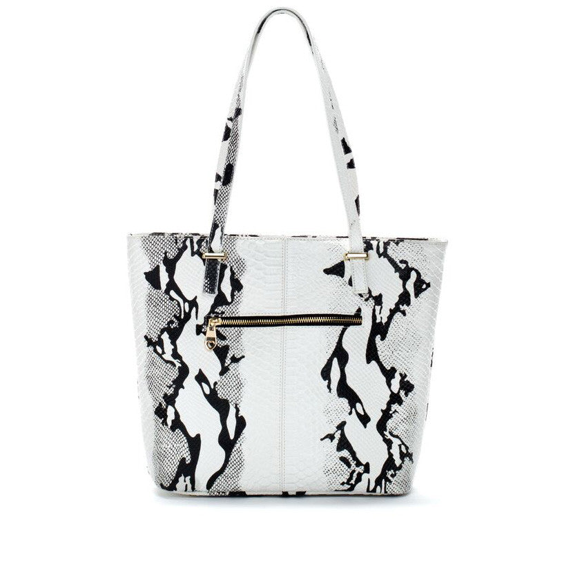 Designer Leather Tote Handbag: Black & White by Bobby Schandra