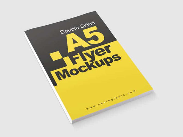 Download Free Double Sided A5 Flyer Mockups Creativebooster PSD Mockup Templates