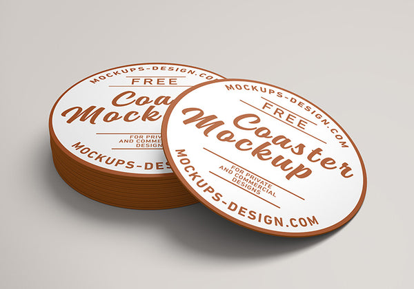free round coster business label mockup