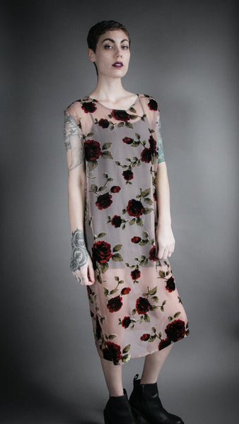 Portland Local Altar PDX Houseline Velvet Burnout Rose Flounce Dress