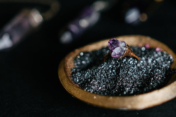 Shop Portland Local Altar PDX Jewelry Rings Crystals Amethyst Cathedral Benefits Properties Magic Mystics Energies Healing New Age Goth Purple Rocks