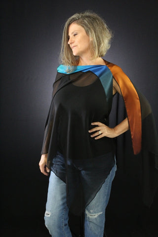hand painted silk poncho
