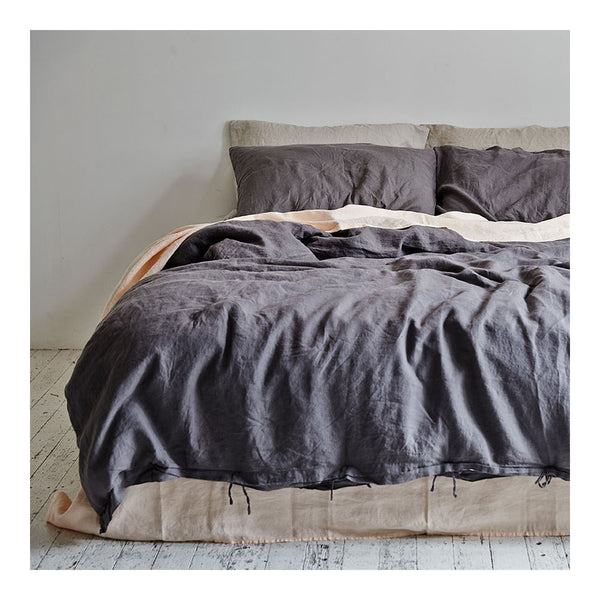 Linen Duvet Cover King Charcoal Ur Place