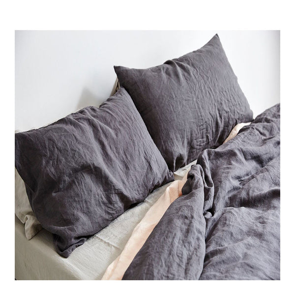 Linen Duvet Cover King Charcoal Ur Place