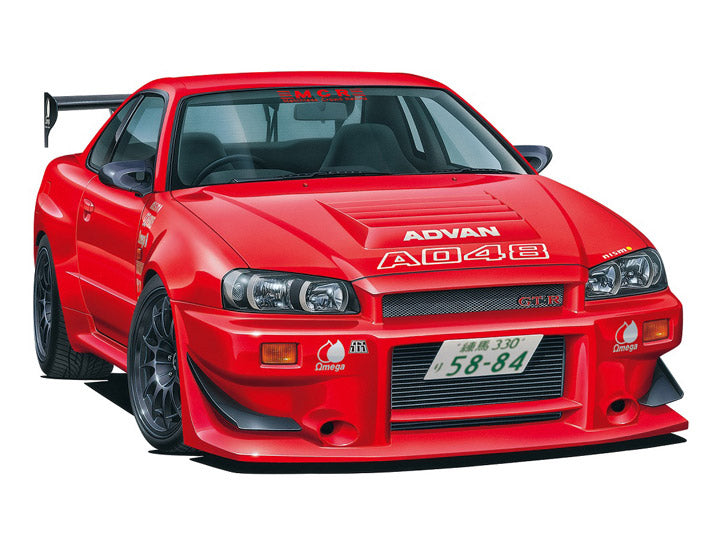 Aoshima: Nissan (2002) MCR BNR34 Skyline GT-R 1/24 Scale Model Kit