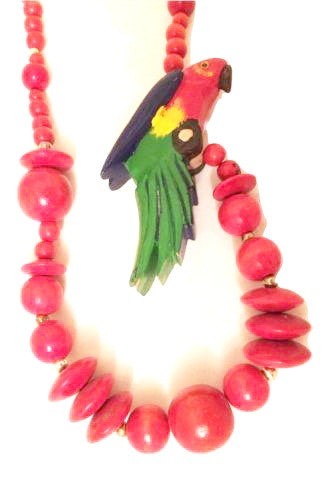 Wood Carved Animals Necklace African Wooden Beads Safari Ethnic Handmade Jewelry