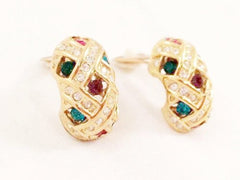 Quality Sparkling Multi Color Rhinestones Red Green Purple Blue Golden Half Hoop