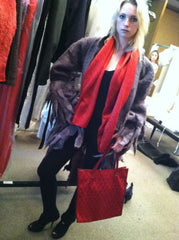 Valentino Garavani Set Red Tote Bag and Scarf Ss 68 Re-Edition Vintage