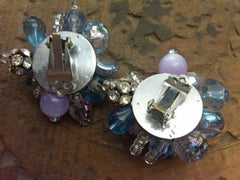 Fantastic 1950s clip earrings purple pink lilac blue runway statement Vintage
