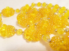 YELLOW Sun 30s DEMI Set Necklace and Earrings Long Pendant Dangle Necklace Screw