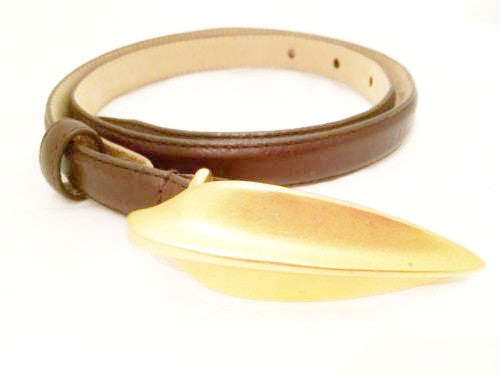 Robert LEE MORRIS German Designer Calfskin Italy Leather Brown Sculpted Golden L
