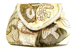 NAS Metallic Bag Gold Black Silver Copper Faux Leather Patchwork Vintage Accessory