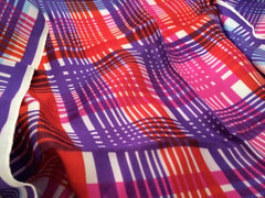RETRO Purple Magenta Pink Red Scarf Color Block Bold Stripes Hand Rolled Square