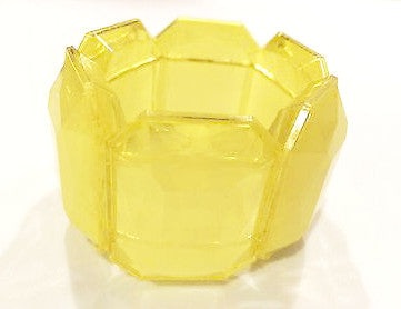 Translucent Bright Bold Yellow Bangle Expandable Wide Cuff Elasticized Beaded