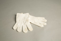 Knit Crochet Gloves Short Feminine True Vintage Accessory Off-white Knitwear Bride Bridal Gift