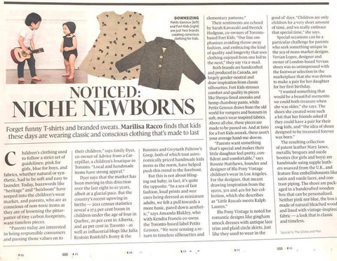 handmade baby clothes globe and mail coverage
