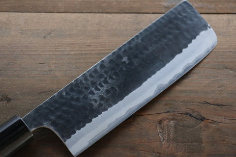 Katsushige Anryu 3 Layer Cladding Blue Super Core Hammerd Japanese Chef's Nakiri Knife 165mm