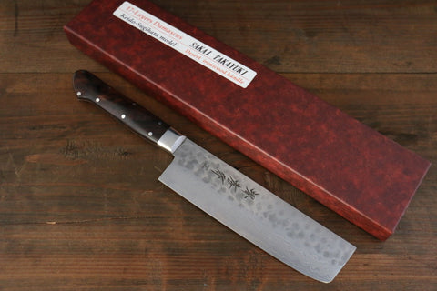 Sakai Takayuki VG10 17 Layer Damascus Nakiri Japanese Chef Knife with Desert Ironwood Handle