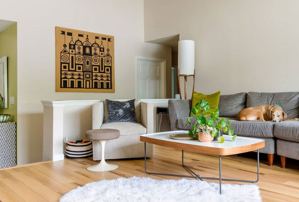 House Tour:  Nikki’s 60s Ranch Makeover - lounge with favourite artwork