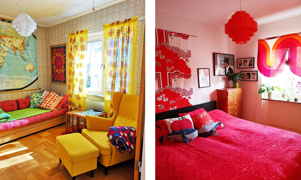 House Tour: Strong colours, Vintage patterns and well-filled walls
