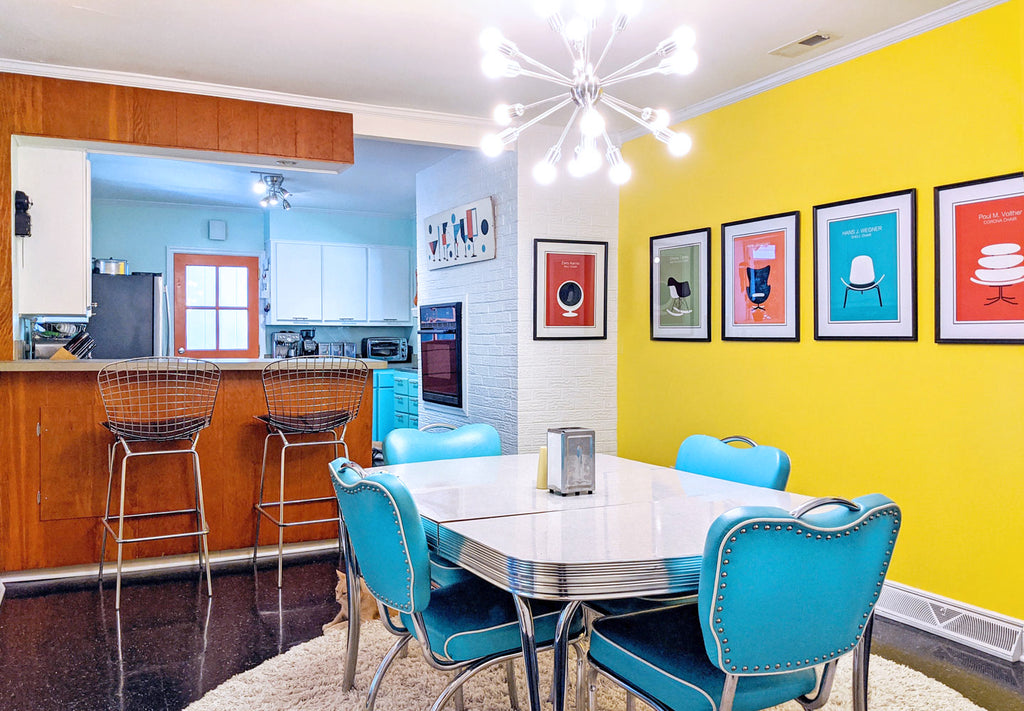 House Tour: Olivia’s Atomic Ranch Revival - kitchen dining area with restored wood panelling 