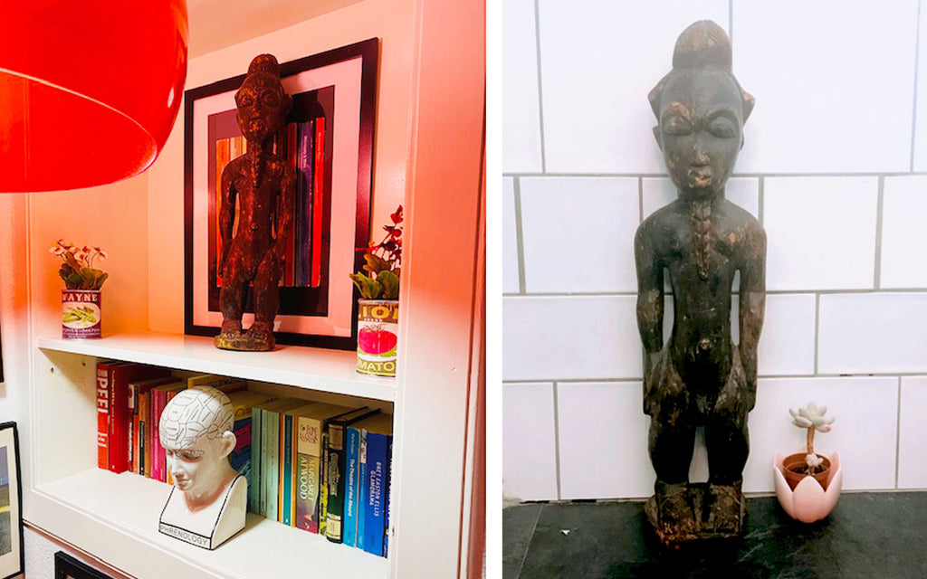 House Tour: Ali’s Retro Pop Home - landing with Eritrean fertility statue