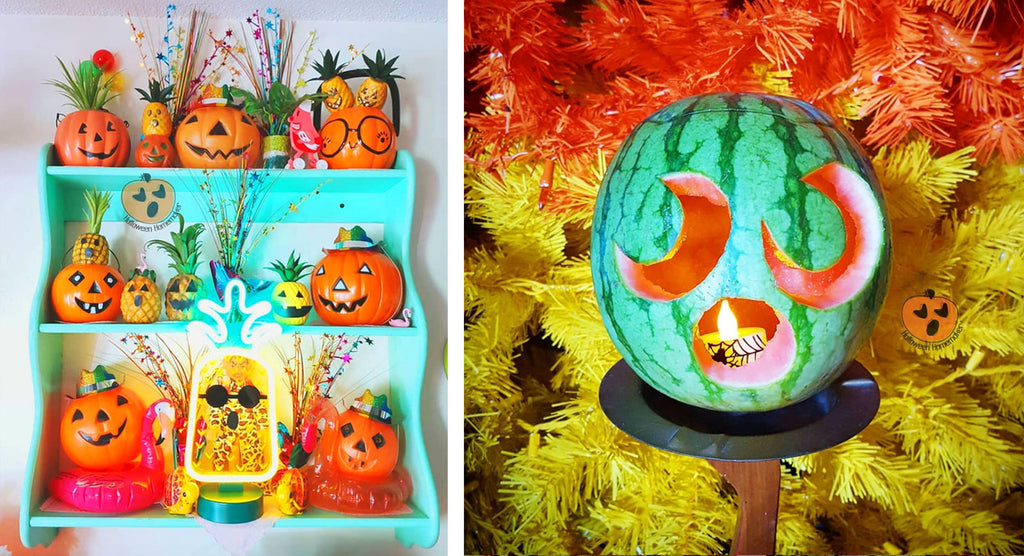 Hazel's Halloween Pumpkin shelfie and spooky watermelon