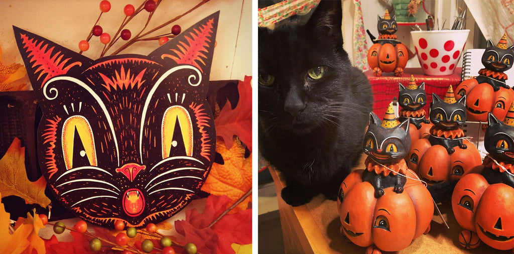 Johanna's Vintage inspired Halloween Cats and Pumpkins